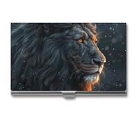 LPSADGF Cowboy West Étui fin pour cartes de visite en alliage d'aluminium pour cartes de crédit, porte-cartes de visite professionnel pour homme et femme (style boucle), Magnifiques photos de lion