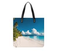 LPSADGF Deux canards colverts fourre-tout pour femme Sac à main en cuir Trousse de maquillage avec boucle magnétique Design décontracté, White Beach Tropical Sea, 39x39cm