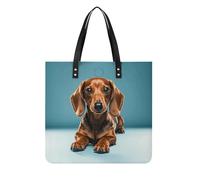 LPSADGF Deux canards colverts fourre-tout pour femme Sac à main en cuir Trousse de maquillage avec boucle magnétique Design décontracté, Chiens Teckel mignons, 39x39cm