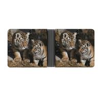 LPSADGF Draw Two Cats Portefeuille en cuir avec pince à billets pour homme avec 6 emplacements pour cartes, 2 poches cachées, Tigre de Sibérie., Taille unique, Moderne