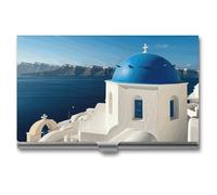 LPSADGF Étui fin pour cartes de visite en alliage d'aluminium et métal avec motif chat d'art moderne du milieu du siècle, portefeuille professionnel à rabat pour cartes de visite pour homme et femme