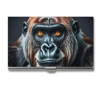 LPSADGF Étui fin pour cartes de visite et cartes de visite à rayures noires et blanches - Étui pour cartes de crédit en alliage d'aluminium professionnel pour homme et femme (style boucle), A Gorilla