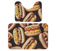 LPSADGF Fun Food Hot Dogs - Lot de 2 tapis de bain doux en forme de U 40 x 60 cm, tapis de bain à séchage rapide pour salle de bain, baignoire, lavable, super absorbant