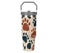 LPSADGF Gobelet de 887 ml avec paille, tasse de voyage isotherme en acier inoxydable avec poignée, tasse à café sous vide à double paroi, couvercle anti-fuite, garde les boissons chaudes/froides