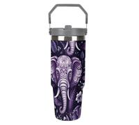 LPSADGF Gobelet de 887 ml avec paille, tasse de voyage isotherme en acier inoxydable avec poignée, tasse à café sous vide à double paroi, couvercle anti-fuite, garde les boissons chaudes/froides