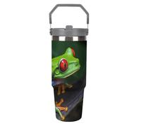 LPSADGF Gobelet de 887 ml avec paille, tasse de voyage isotherme en acier inoxydable avec poignée, tasse à café sous vide à double paroi, couvercle anti-fuite, garde les boissons chaudes/froides