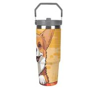 LPSADGF Gobelet de 887 ml avec paille - Tasse de voyage isotherme en acier inoxydable avec poignée - Tasse à café sous vide à double paroi - Couvercle anti-fuite, garde les boissons chaudes/froides
