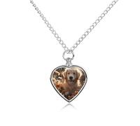 LPSADGF Golden Retriever et fleurs - Bijou funéraire pour cendres d'animaux de compagnie - Collier urne funéraire pour chien et chat avec longue chaîne - Collier urne funéraire pour les amoureux des