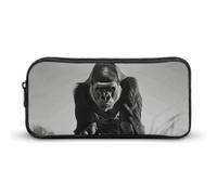 LPSADGF Gorilla in The Grass - Trousse à crayons de grande capacité - Organiseur multi-usage à fermeture éclair, trousse de maquillage portable et pochette de voyage pour papeterie de bureau (22 x 12