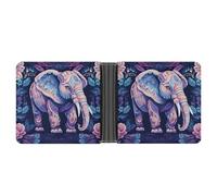 LPSADGF Green Tree of Life Portefeuille en cuir avec pince à billets pour homme avec 6 emplacements pour cartes, 2 poches cachées, Éléphant violet., Taille unique, Moderne