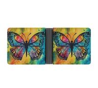 LPSADGF Green Tree of Life Portefeuille en cuir avec pince à billets pour homme avec 6 emplacements pour cartes, 2 poches cachées, Imprimé tie-dye papillon, Taille unique, Moderne