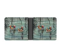 LPSADGF Happy Irish Holidays Portefeuille en cuir avec pince à billets pour homme avec 6 emplacements pour cartes, 2 poches cachées, Canards mandarins de style chinois, Taille unique, Moderne