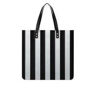 LPSADGF Happy Irish Holidays Sac fourre-tout en cuir pour femme avec boucle magnétique Design décontracté, Rayures noires et blanches, 39x39cm