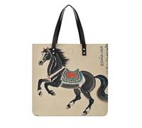 LPSADGF Happy Irish Holidays Sac fourre-tout en cuir pour femme avec boucle magnétique Design décontracté, Peinture traditionnelle chinoise cheval, 39x39cm