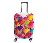 LPSADGF Housse de protection pour bagage à motif cœur coloré - Housse de valise de voyage avec impressions double face, ajustement universel de 45,7 à 81,3 cm, lavable et anti-rayures, blanc, M