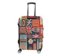 LPSADGF Housse de protection pour bagage avec symboles de l'Angleterre - Housse de valise de voyage avec impressions double face, ajustement universel de 45,7 à 81,3 cm, lavable et anti-rayures, blanc