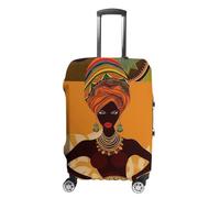LPSADGF Housse de protection pour bagage femme africaine - Housse de valise de voyage avec impressions double face, ajustement universel de 45,7 à 81,3 cm, lavable et anti-rayures, blanc, L, Coloré
