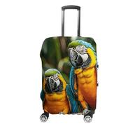 LPSADGF Housse de protection pour bagage motif deux perroquets - Housse de valise de voyage avec impressions double face, ajustement universel de 45,7 à 81,3 cm, lavable et anti-rayures, blanc, S