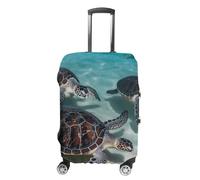 LPSADGF Housse de protection pour bagage motif tortues de mer - Housse de valise de voyage avec impressions double face, ajustement universel de 45,7 à 81,3 cm, lavable et anti-rayures, blanc, M