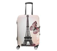 LPSADGF Housse de protection pour bagage Paris et papillon - Housse de valise de voyage avec impressions double face, ajustement universel de 45,7 à 81,3 cm, lavable et anti-rayures, blanc, M, Coloré