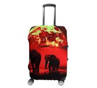 LPSADGF Housse de protection pour bagage rouge pleine lune éléphants - Housse de valise de voyage avec impressions double face, ajustement universel de 45,7 à 81,3 cm, lavable et anti-rayures, blanc