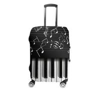 LPSADGF Housse de protection pour clés de piano avec notes de musique - Housse de valise de voyage avec impressions double face, ajustement universel de 45,7 à 81,3 cm, lavable et anti-rayures, blanc