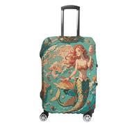 LPSADGF Housse de protection vintage avec motif carte des banques extérieures avec sirènes - Housse de valise de voyage avec impressions double face, ajustement universel de 45,7 à 81,3 cm, lavable et