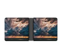 LPSADGF Indigenous People And Wolves Portefeuille en cuir avec pince à billets pour homme avec 6 emplacements pour cartes, 2 poches cachées, Magnifique nuage de tempête de pluie, Taille unique