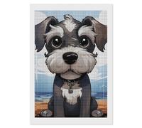LPSADGF Kit de peinture diamant pour adultes - Adorable schnauzer à faire soi-même - Peinture par numéros pour adultes débutants - 5D - Carrés à pois - Décoration murale - 20,3 x 30,5 cm