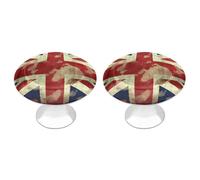 LPSADGF Lot de 2 boutons de placard vintage Union Jack en acier inoxydable pour armoires de cuisine, salle de bain, armoire faciles à installer