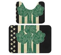 LPSADGF Lot de 2 tapis de bain doux en forme de U pour salle de bain, baignoire, tapis de toilette à séchage rapide pour salle de bain, baignoire, 40 x 60 cm, motif drapeau irlandais