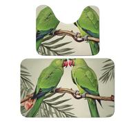 LPSADGF Lot de 2 tapis de salle de bain doux en forme de U pour couple de perroquets olive, tapis de toilette doux, tapis de bain en forme de U, 50 x 80 cm, tapis de sol à séchage rapide pour salle de