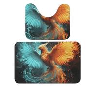 LPSADGF Lot de 2 tapis de salle de bain doux en forme de U - Tapis de bain à séchage rapide pour salle de bain, baignoire, lavable et super absorbant - motif phénix - 50 x 80 cm