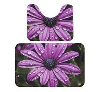 LPSADGF Lot de 2 tapis de salle de bain doux en forme de U - Tapis de toilette doux à séchage rapide pour salle de bain, baignoire, lavable et super absorbant - Motif marguerites - 50 x 80 cm - Violet
