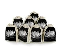 LPSADGF Lot de 8 petits sacs cadeaux en toile de jute réutilisables avec cordon de serrage pour Noël, mariages, fêtes, dragées - Noir et blanc - 12,4 x 17 cm