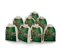 LPSADGF Lot de 8 petits sacs cadeaux réutilisables en coton et lin avec cordon de serrage pour bijoux, mariages, fêtes, dragées - 12,4 x 17 cm