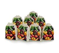 LPSADGF Lot de 8 petits sacs cadeaux réutilisables en coton et lin avec cordon de serrage pour légumes, fruits, Noël, mariages, fêtes, dragées 12,4 x 17 cm