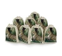LPSADGF Lot de 8 petits sacs cadeaux réutilisables en coton et lin avec cordon de serrage pour Noël, mariages, fêtes, dragées 12,4 x 17 cm