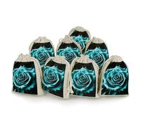 LPSADGF Lot de 8 petits sacs cadeaux réutilisables en coton et lin avec cordon de serrage pour Noël, mariages, fêtes, dragées - 12,4 x 17 cm - Gris sarcelle