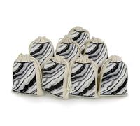 LPSADGF Lot de 8 petits sacs cadeaux réutilisables en coton et lin avec cordon de serrage pour Noël, mariages, fêtes, dragées - 12,4 x 17 cm - Motif marbre noir et blanc