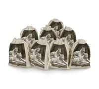 LPSADGF Lot de 8 petits sacs cadeaux réutilisables en coton et lin avec cordon de serrage pour Noël, mariages, fêtes, cadeaux - 12,4 x 17 cm - Petits sacs en toile de jute - Blanc