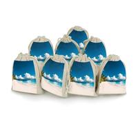 LPSADGF Lot de 8 petits sacs cadeaux réutilisables en coton et lin avec cordon de serrage pour Noël, mariages, fêtes, cadeaux - 12,4 x 17 cm - Blanc