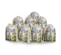 LPSADGF Lot de 8 petits sacs cadeaux réutilisables en coton et lin avec cordon de serrage pour Noël, mariages, fêtes, cadeaux - 12,4 x 17 cm