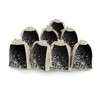 LPSADGF Lot de 8 petits sacs cadeaux réutilisables en coton et lin avec cordon de serrage pour Noël, mariages, fêtes, dragées - Noir et blanc - 12,4 x 17 cm