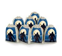 LPSADGF Lot de 8 petits sacs cadeaux réutilisables en coton et lin avec cordon de serrage pour Noël, mariages, fêtes, dragées 12,4 x 17 cm