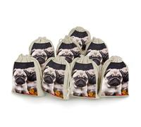 LPSADGF Lot de 8 petits sacs cadeaux réutilisables en coton et lin avec cordon de serrage pour Noël, mariages, fêtes, dragées 12,4 x 17 cm