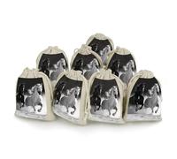 LPSADGF Lot de 8 petits sacs cadeaux réutilisables en coton et lin avec cordon de serrage pour Noël, mariages, fêtes, cadeaux - 12,4 x 17 cm - Noir et blanc