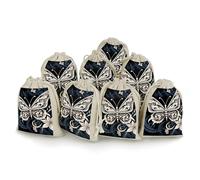 LPSADGF Lot de 8 petits sacs cadeaux réutilisables en coton et lin avec cordon de serrage pour Noël, mariages, fêtes, dragées 12,4 x 17 cm