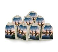 LPSADGF Lot de 8 petits sacs cadeaux réutilisables en coton et lin avec cordon de serrage pour Noël, mariages, fêtes, dragées 12,4 x 17 cm