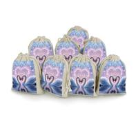 LPSADGF Lot de 8 petits sacs cadeaux réutilisables en coton et lin avec cordon de serrage pour Noël, mariages, fêtes, dragées - 12,4 x 17 cm - Motif cygne blanc